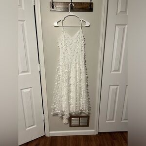 white butterfly strap midi dress